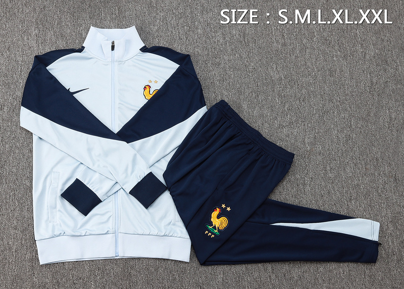 2024/25 France Blue Jacket Training Suit Set Football Team Shirt Sports Fashion