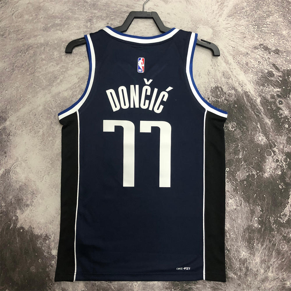 NBA Dallas Mavericks V-Neck Royal Blue Jersey DONCIC#77 S-XXL