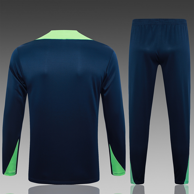 24/25 Brazil Blue Long-sleeved half-pull training kit Football team kit