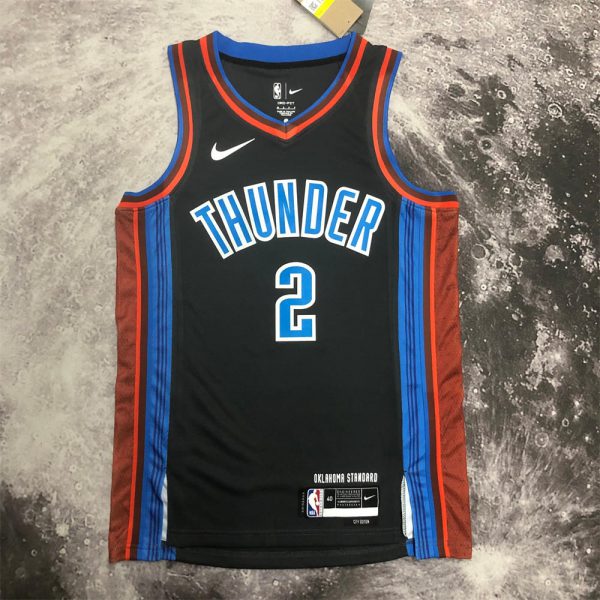 NBA Oklahoma City Thunder V-Neck Black Jersey GILGEOUS-ALEXANDER#2 S-XXL
