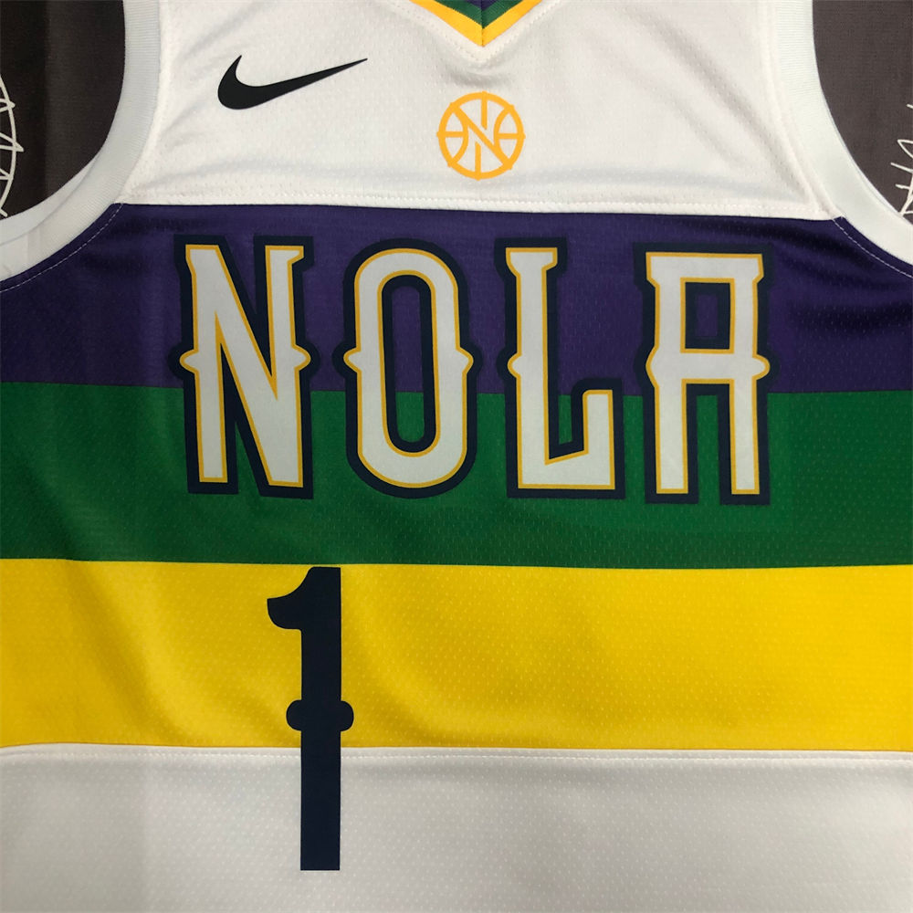 NBA New Orleans Pelicans V-Neck White jersey WILLIAMSON#1 S-XXL