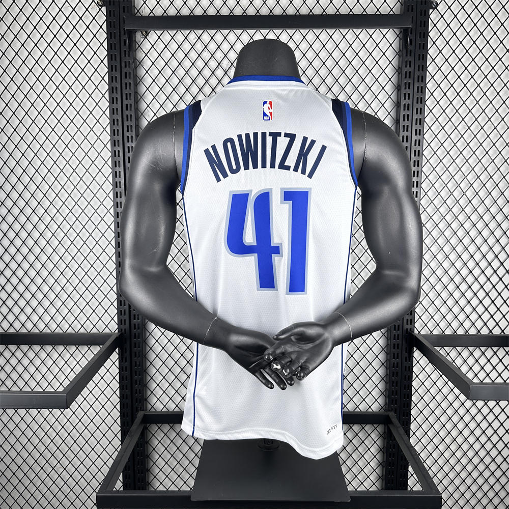 NBA Dallas Mavericks V-Neck White Jersey NOWIZTKI#41 1 S-XXL