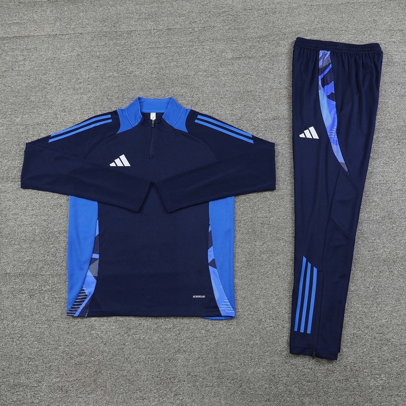 2024 Adidas Royal Blue Long-sleeved half-pull training kit Football team kit