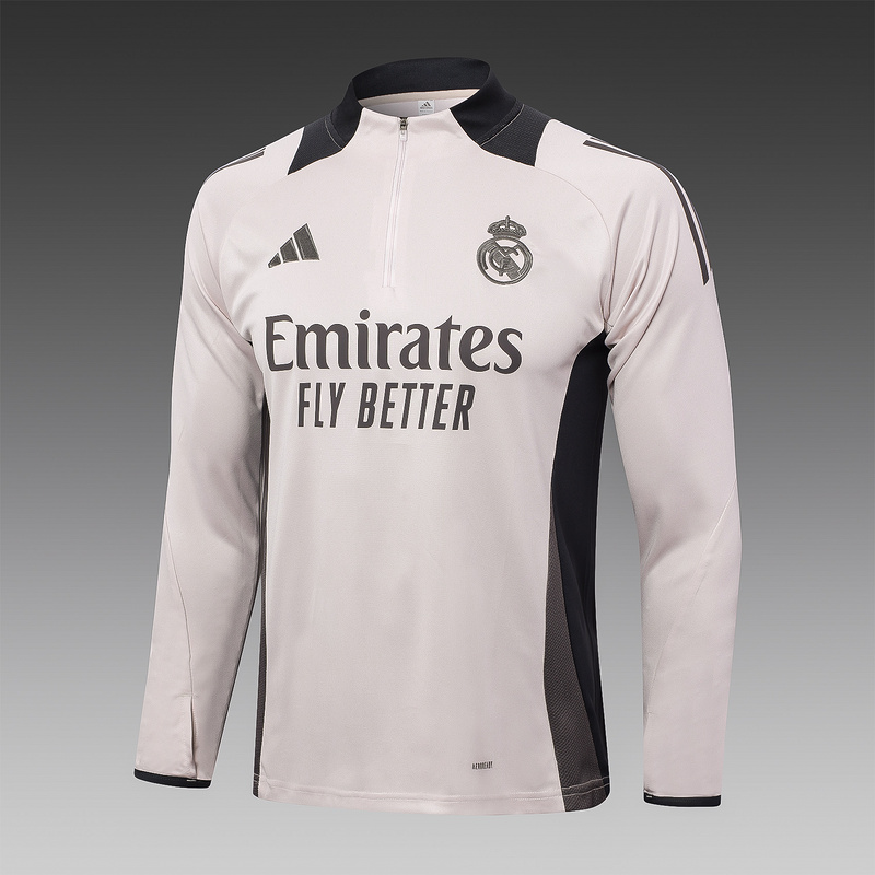 24/25 Real Madrid Light Pink Long-sleeved half-pull training kit Football team kit