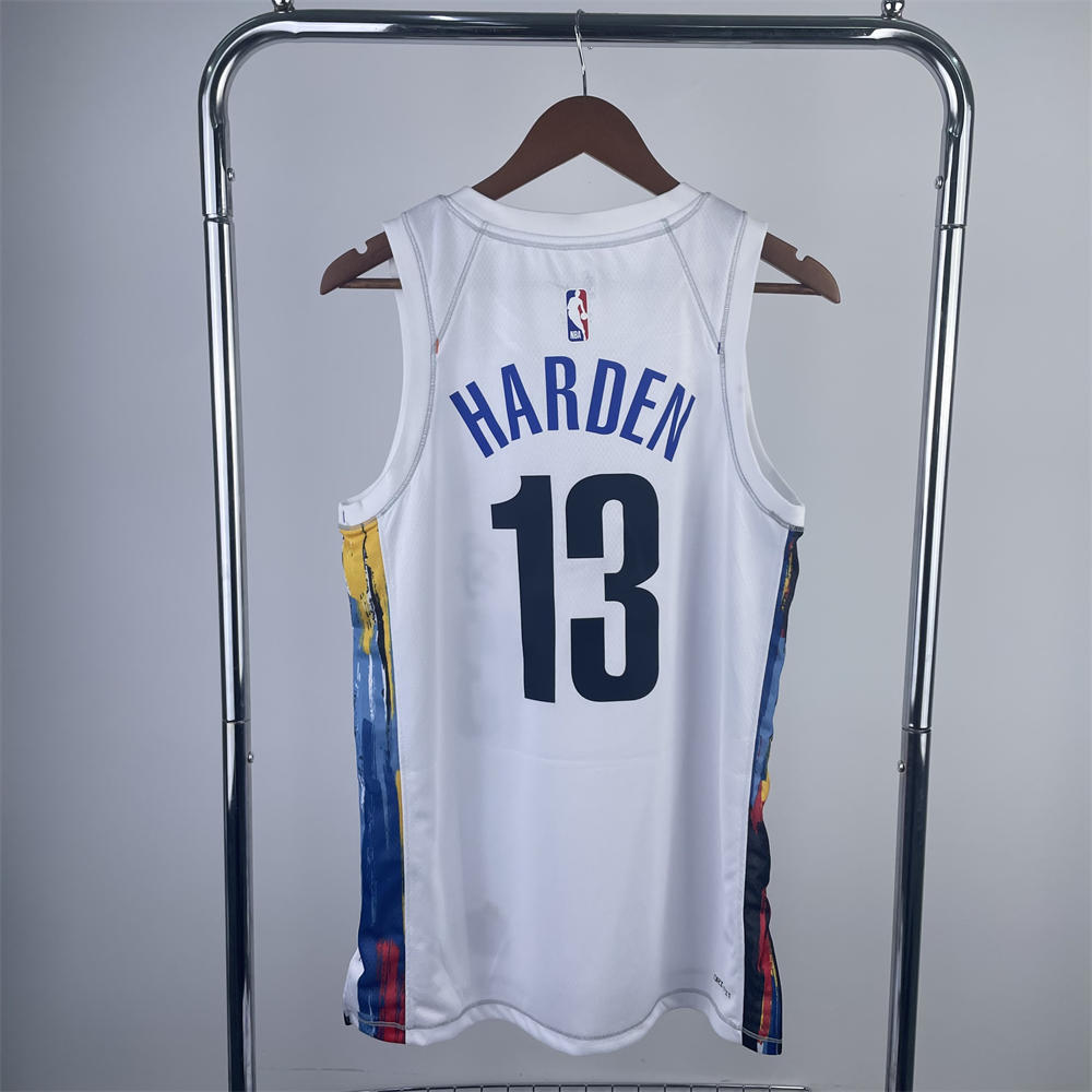 NBA Brooklyn Nets V-Neck White Jersey HARDEN#13 S-XXL