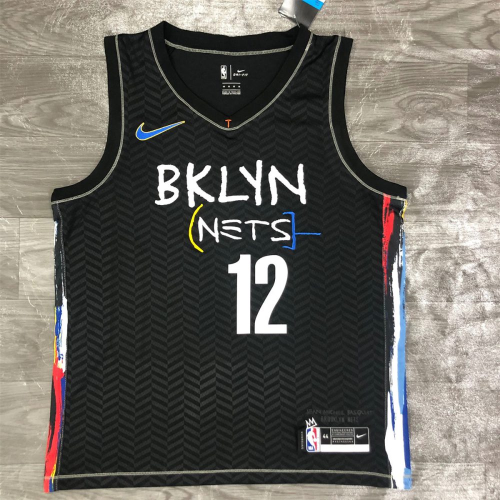 NBA Brooklyn Nets V-Neck Black Jersey HARRIS#12 S-XXL