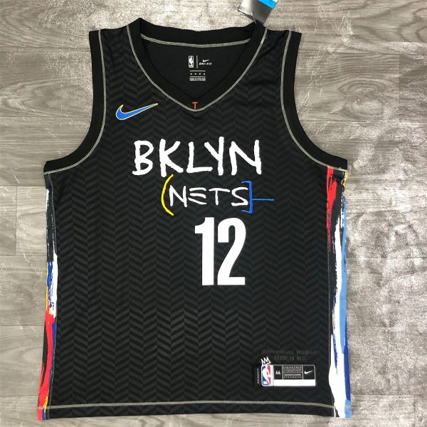 NBA Brooklyn Nets V-Neck Black Jersey HARRIS#12 S-XXL