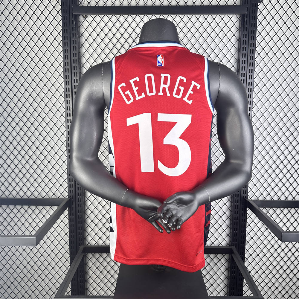 NBA Los Angeles Clippers 24/25 Round Neck JORDAN Edition Red Jersey GEORGE#13 S-XXL