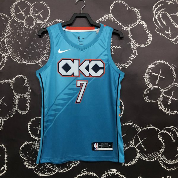 NBA Oklahoma City Thunder V-Neck Blue Jersey ANTHONY#7 S-XXL