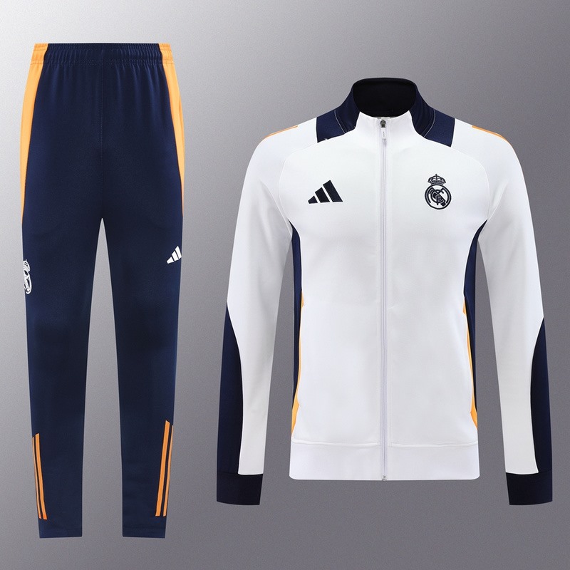 2024 Real Madrid White Jacket Training Suit Set Football Team Shirt Sports Fashion
