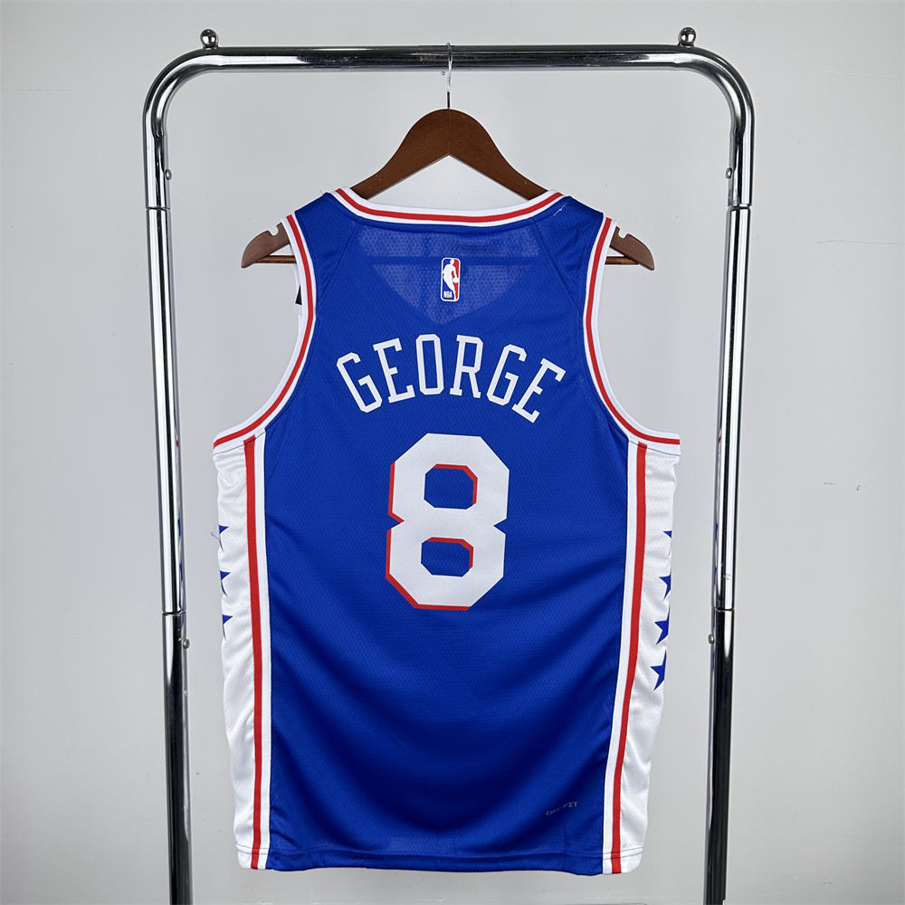 NBA Philadelphia 76ers 2023 V-Neck Blue Jersey GEORGE#8 S-XXL