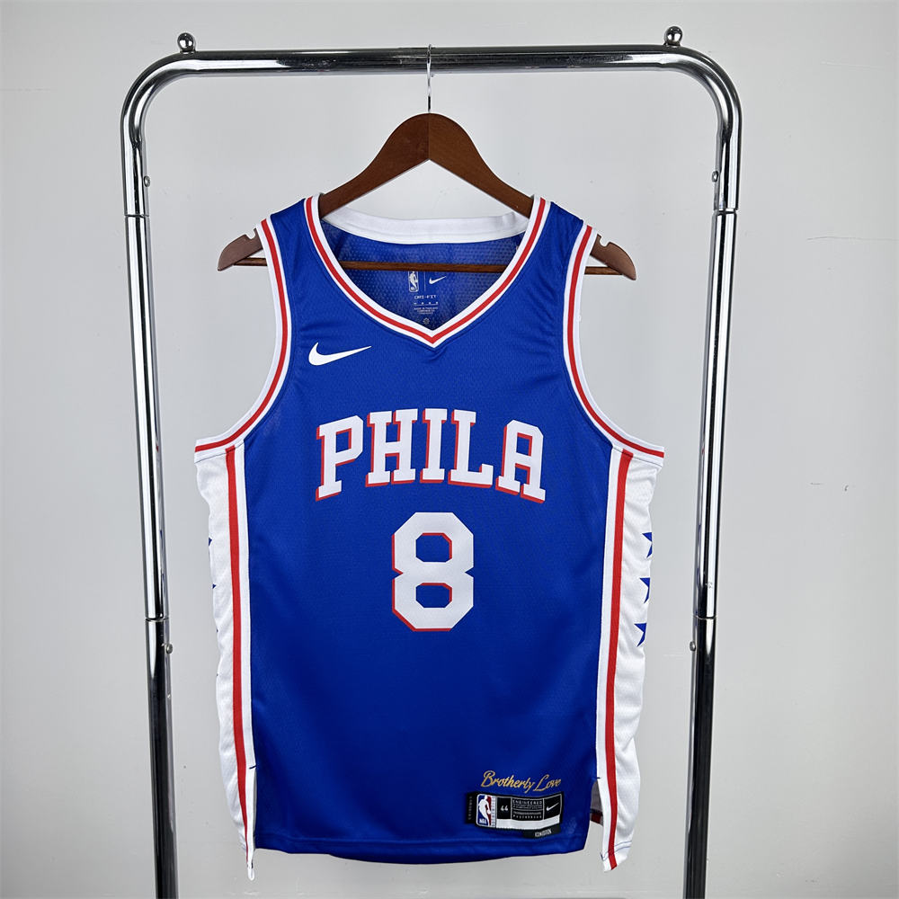 NBA Philadelphia 76ers 2023 V-Neck Blue Jersey GEORGE#8 S-XXL