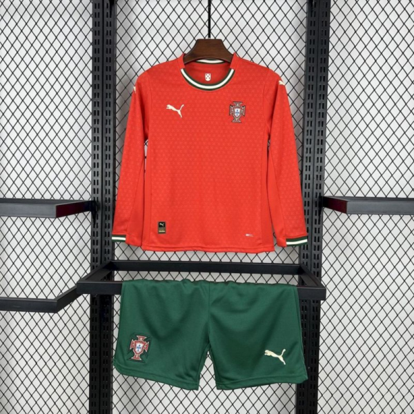 2025/26 Portugal Home Long Sleeves Kids jersey Kid Kits Size 16-28