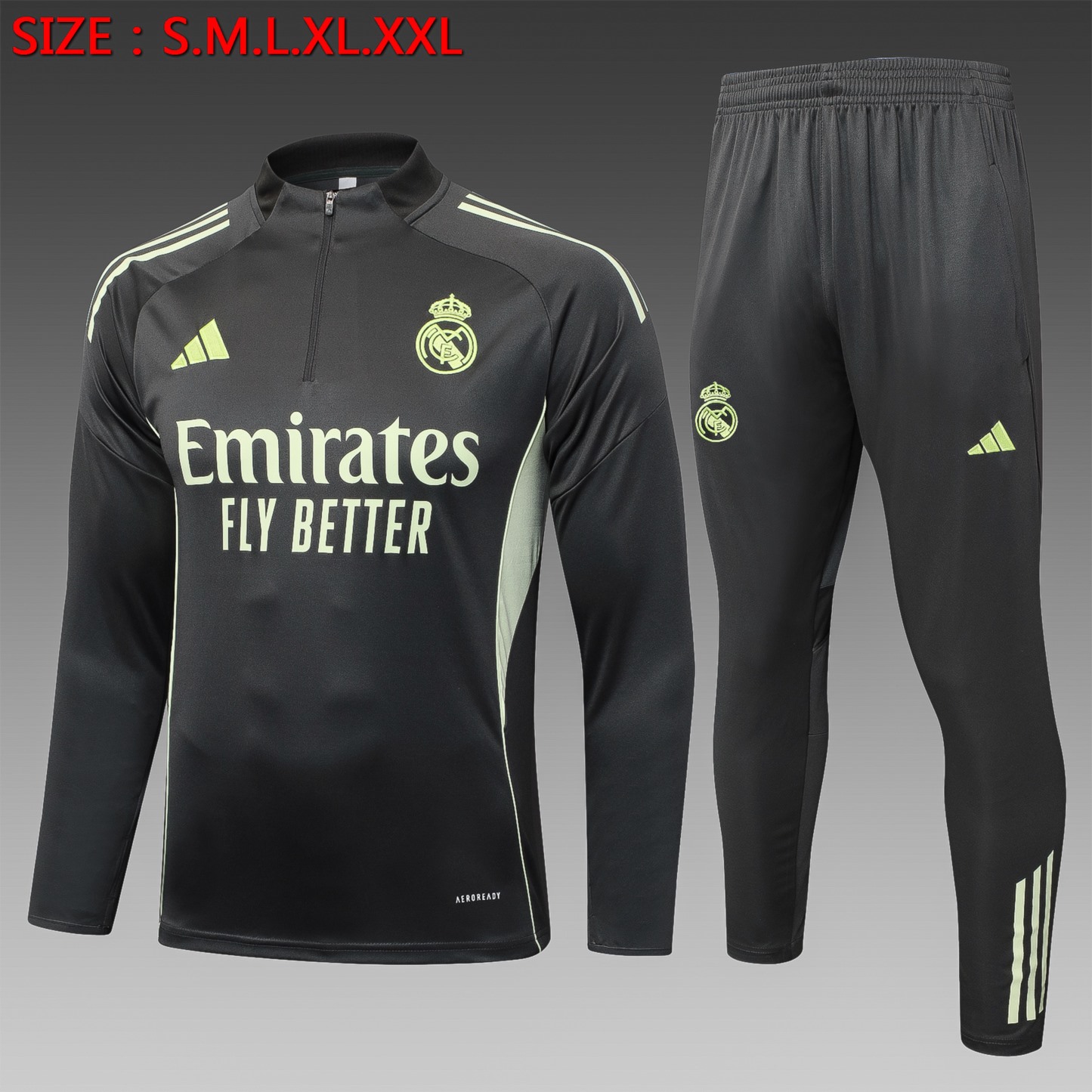 202526 Real Madrid grayish green Long-sleeved half-pull training kit Football team kit