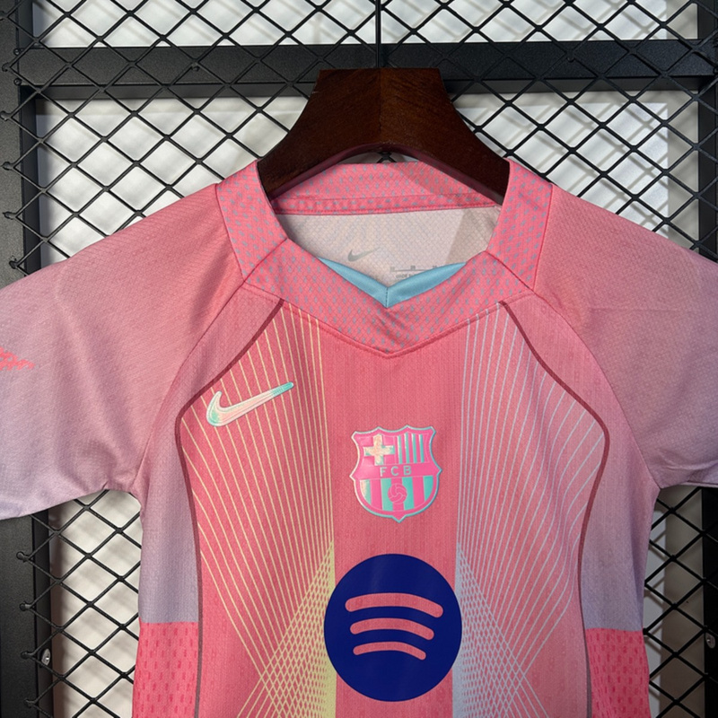 2025/26 Barcelona Special Edition Pink jersey kids Kits size: 16-28