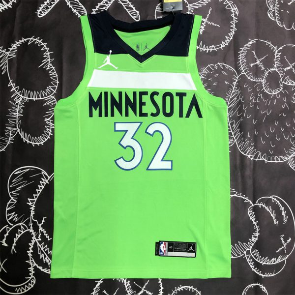 NBA Minnesota Timberwolves V-Neck Green TOWNS#32 Jersey S-XXL