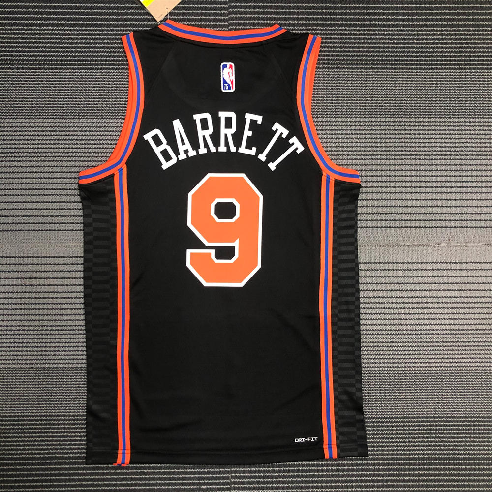 NBA New York Knicks Round Neck Black 75th Anniversary jersey BARRETT#9 S-XXL