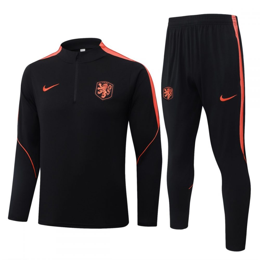 2026 Netherlands Black Long-sleeved halt-pull training kit