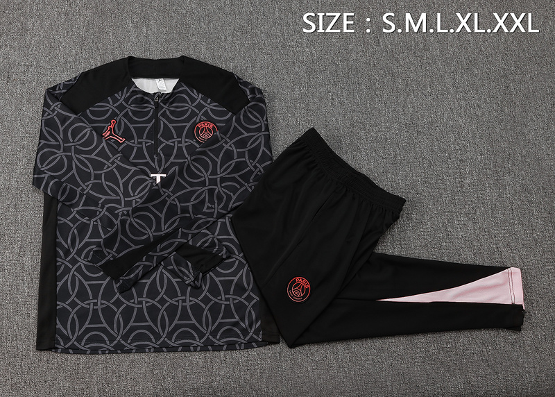 24/25 Paris Black Long-sleeved half-pull training kit Football team kit
