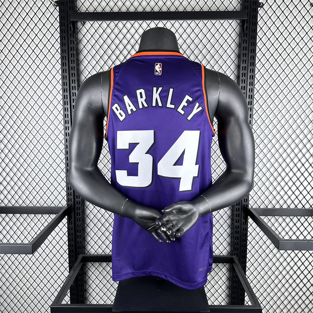 NBA Phoenix Suns Round Neck Purple Retro Style jersey BARKLEY#34 S-XXL