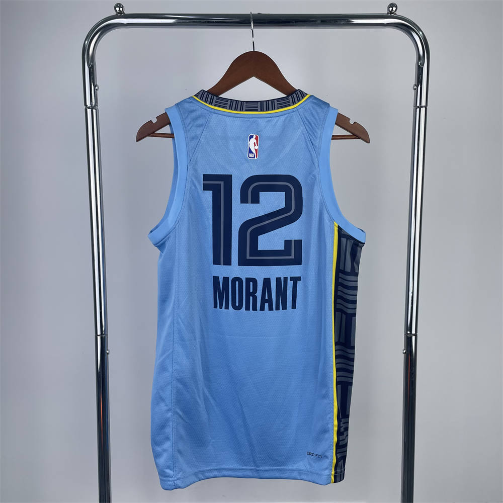 NBA Memphis Grizzies V-Neck Blue Jersey MORANT #15 S-XXL