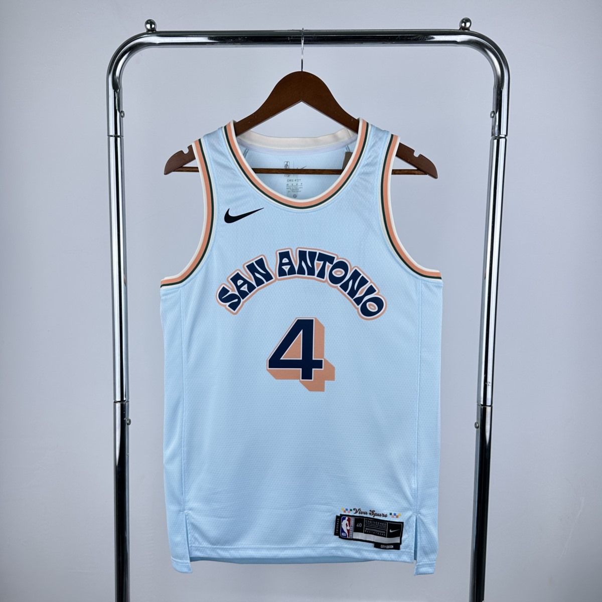 NBA San Antonio Spurs 24/25 V-Neck White jersey FOX#4 S-XXL