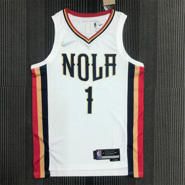 NBA New Orleans Pelicans V-Neck White 75th Anniversary jersey WILLIAMSON#1 S-XXL