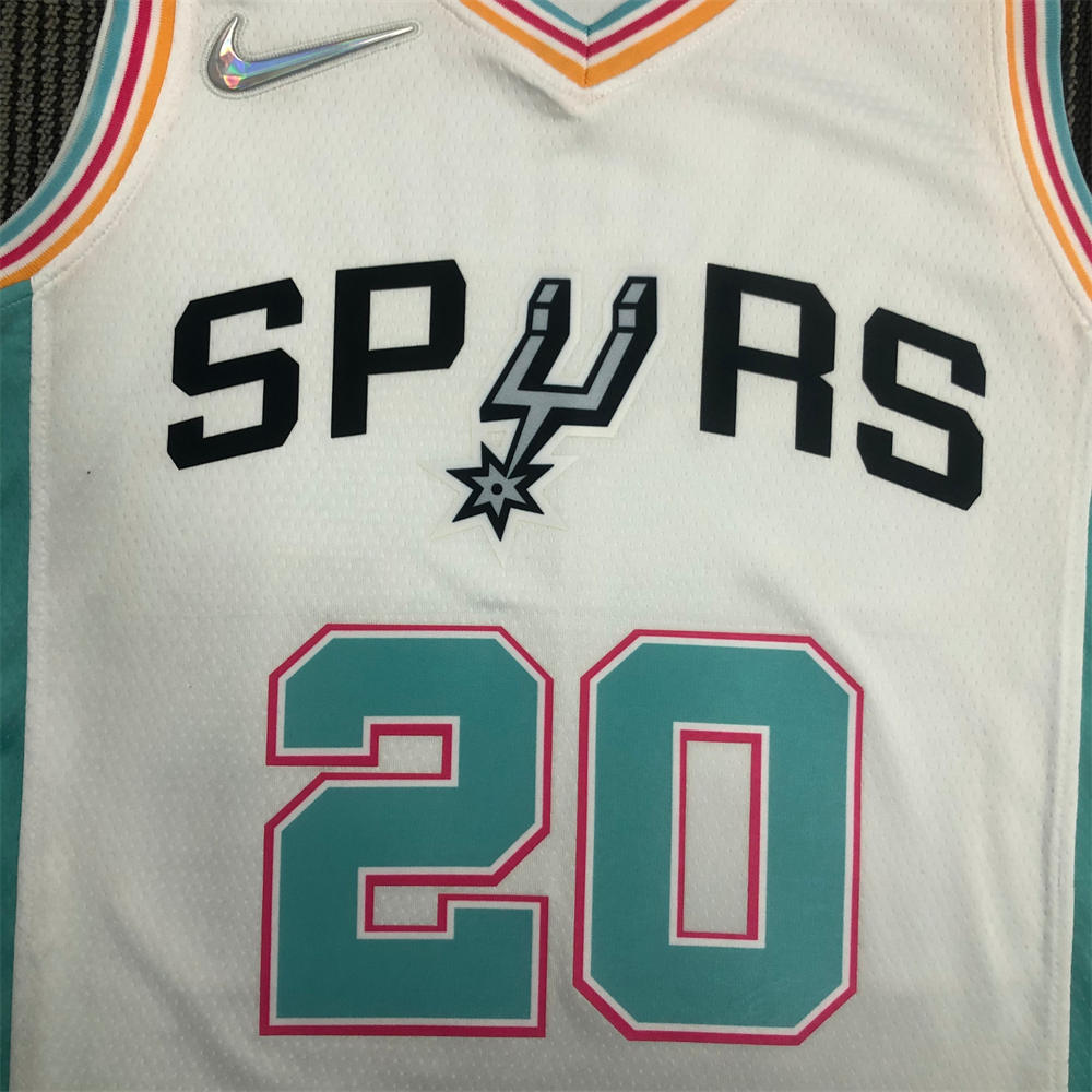 NBA San Antonio Spurs V-Neck White 75th Anniversary jersey GINOBILI#20 S-XXL