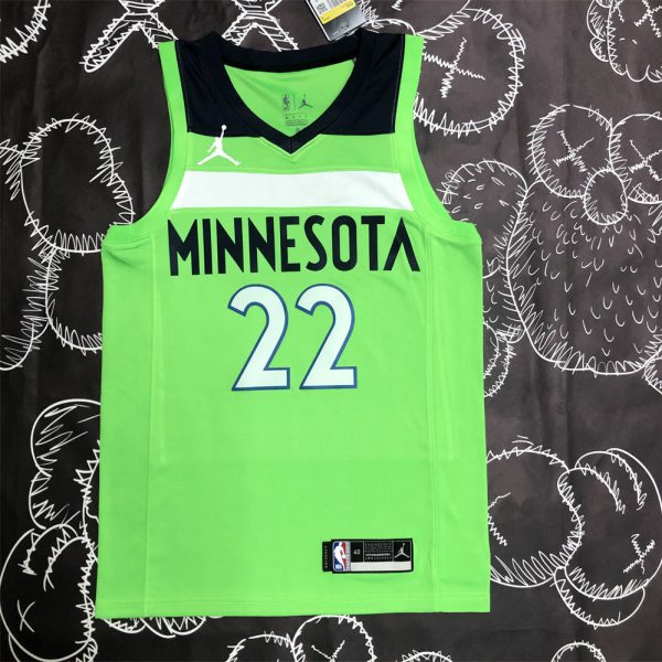 NBA Minnesota Timberwolves V-Neck Green WIGGINS#22 Jersey S-XXL