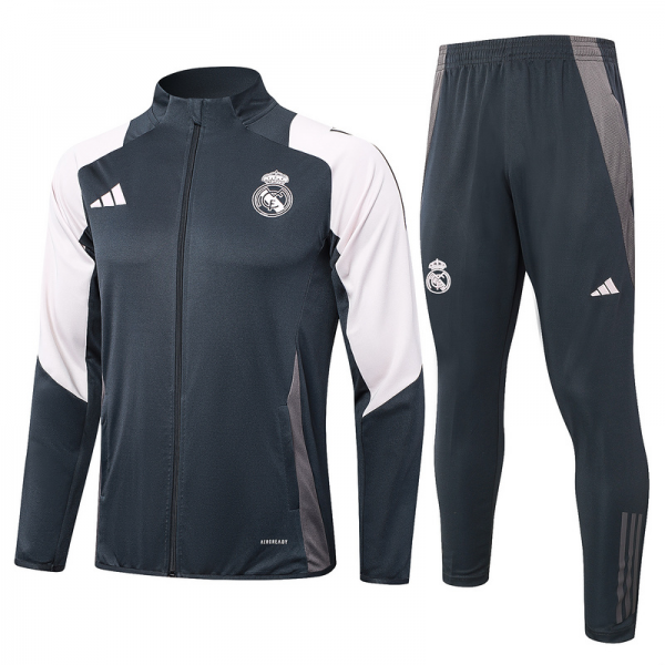 2024/25 Real Madrid Grey Jacket Training Suit Set Football Team Shirt Sports Fashion