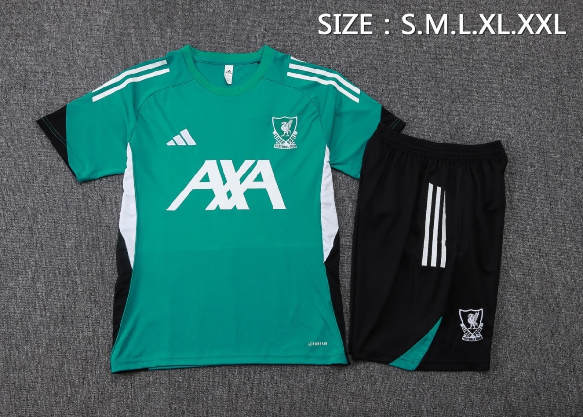 2026 Liverpool Green Training Set Shirt and Shorts