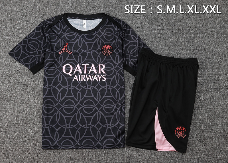 24/25 Paris Black Training Set Shirt and Shorts