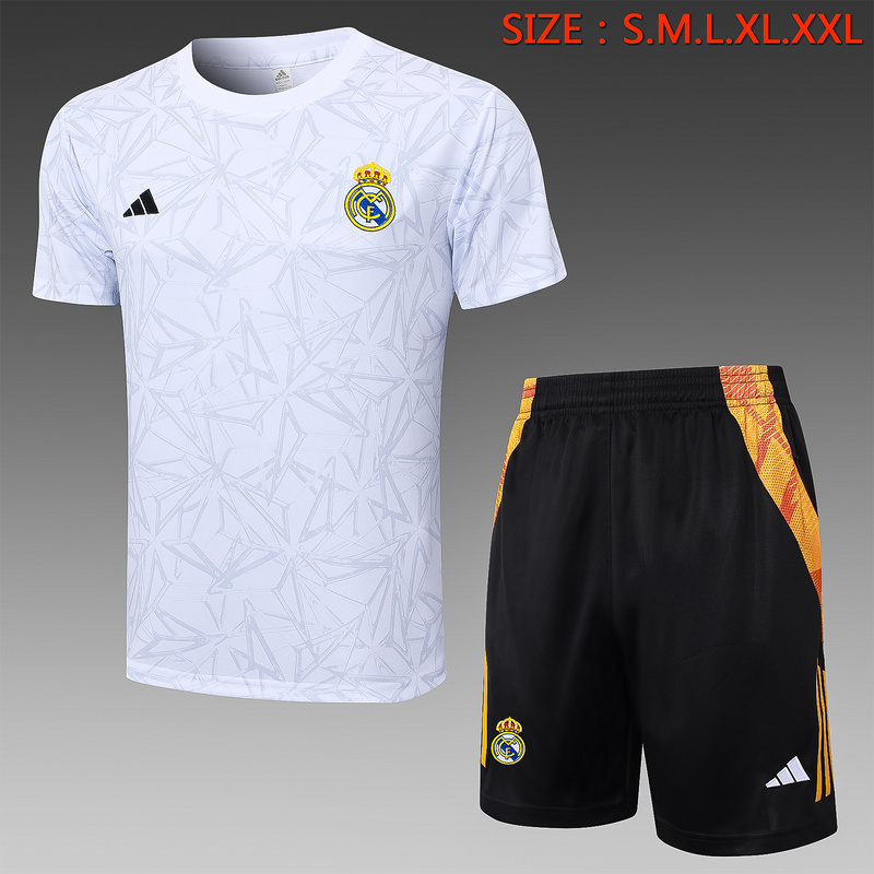 24/25 Real Madrid White Training Set Shirt and Shorts