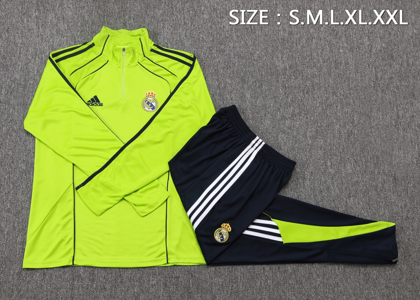 202526 Real Madrid Green Long-sleeved half-pull training kit Football team kit