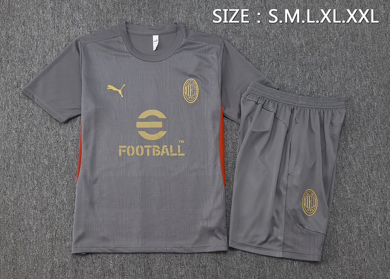 24/25 AC Milan Grey Training Set Shirt and Shorts