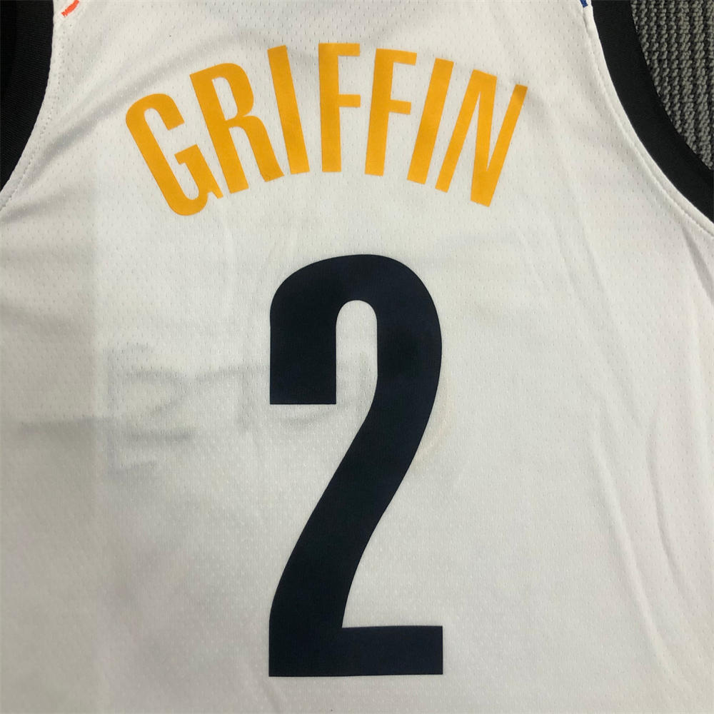NBA Brooklyn Nets V-Neck White Jersey GRIFFIN#2 S-XXL