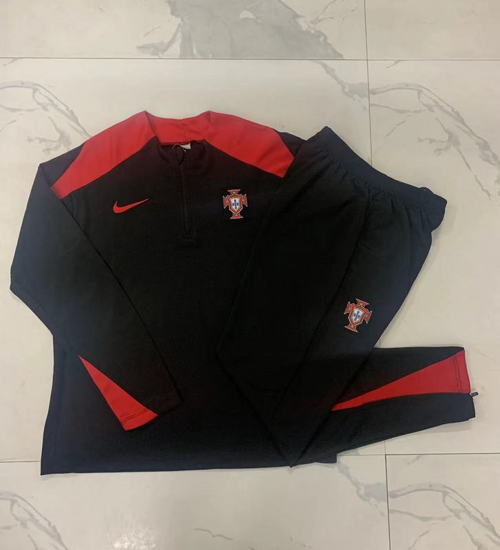 24/25 Portugal  Black Long-sleeved half-pull training kit Football team kit