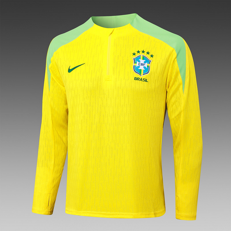 24/25 Brazil Yellow Long-sleeved half-pull training kit Football team kit