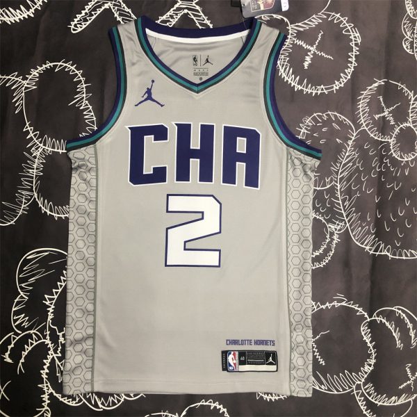 NBA Charlotte Hornets V-Neck Grey Jersey S-XXL