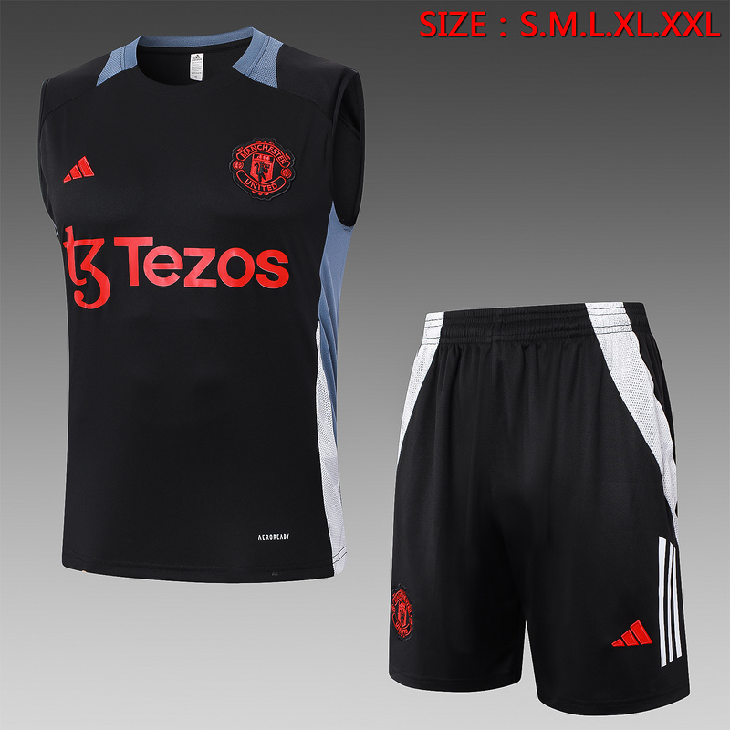24/25 Manchester United Black Training Set Shirt and Shorts