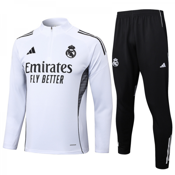 202526 Real Madrid White Long-sleeved half-pull training kit Football team kit