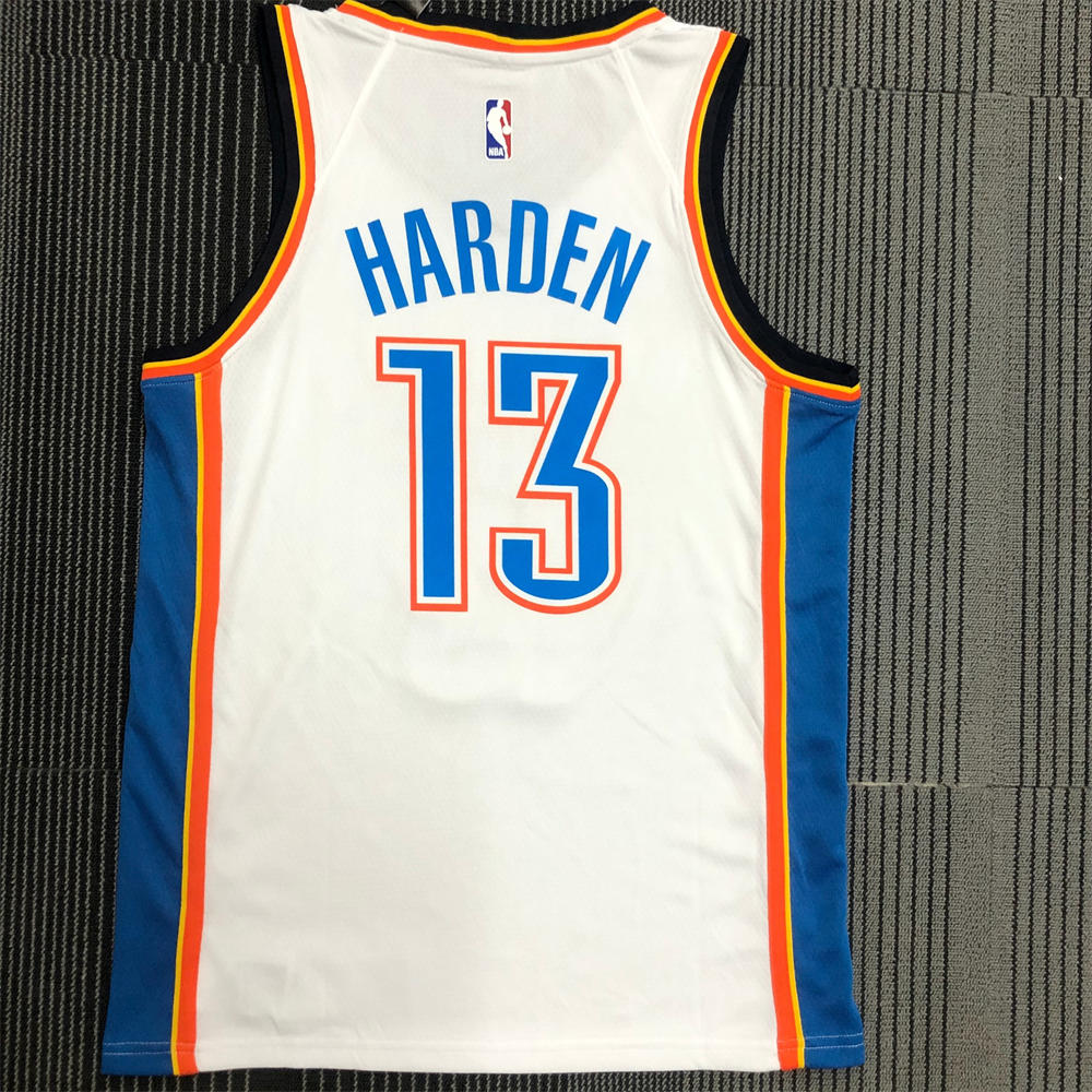 NBA Oklahoma City Thunder V-Neck White Jersey HARDEN#13 S-XXL