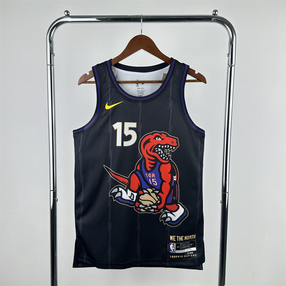 NBA Toronto Raptors 24/25 City Edition Round Neck Black Jersey CARTER#15 S-XXL
