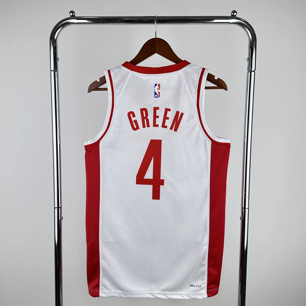 NBA Houston Rockets V-Neck White Jersey GREEN#4 S-XXL