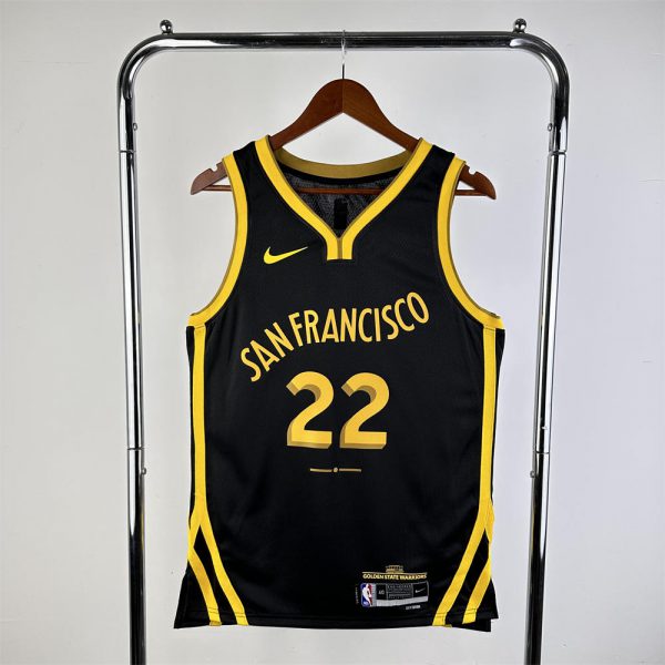 NBA Golden State Warriors 2024 V-Neck City Edition Black Jersey WIGGINS#22 S-XXL