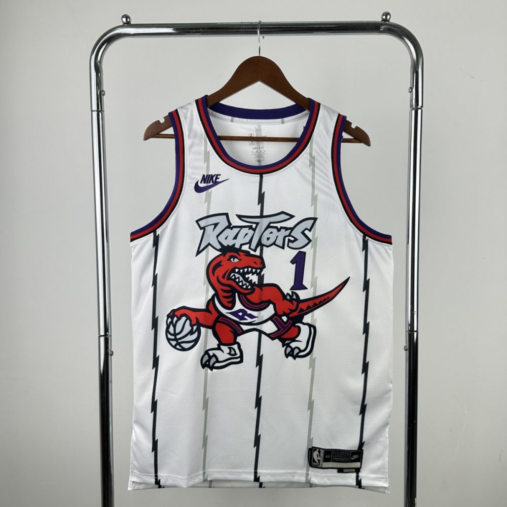 NBA Toronto Raptors Round Neck White McGRADY#1 jersey S-XXL