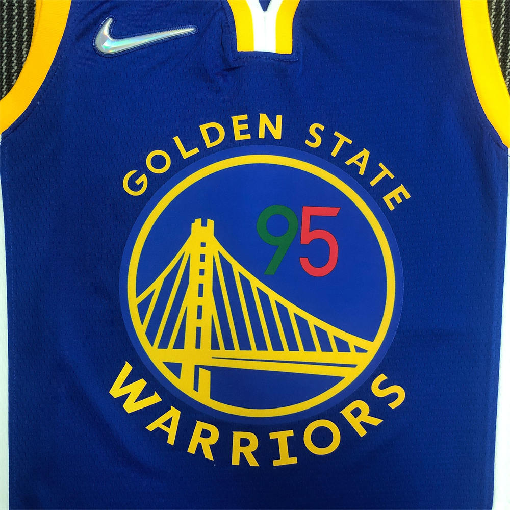 NBA Golden State Warriors V-Neck Mexico Edition 75th Anniversary Blue Jersey TOSCANO#95 S-XXL