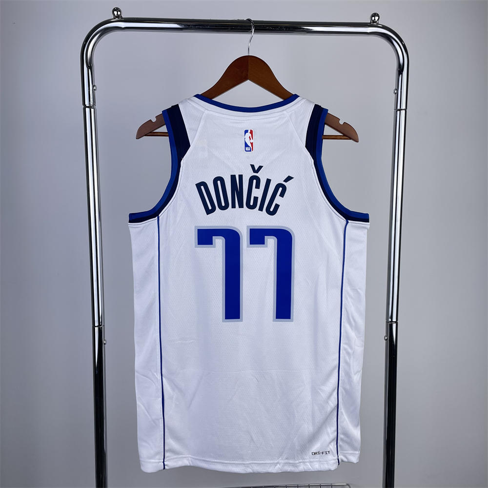 NBA Dallas Mavericks V-Neck White Jersey DONCIC#77 S-XXL