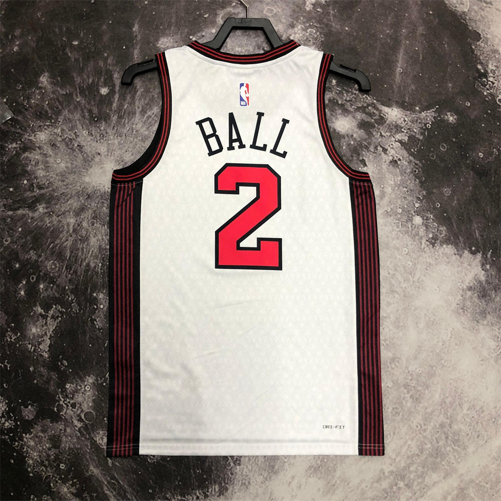 NBA Chicago Bulls Round Neck White Jersey BALL#2 S-XXL