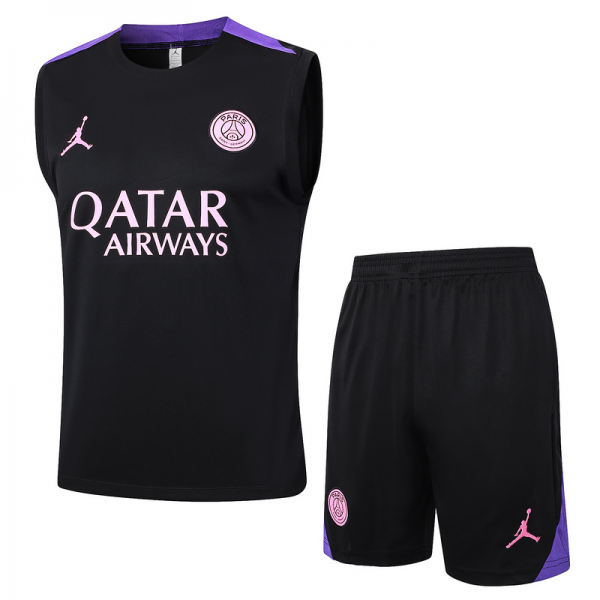 24/25 Paris Black Training Set Shirt and Shorts